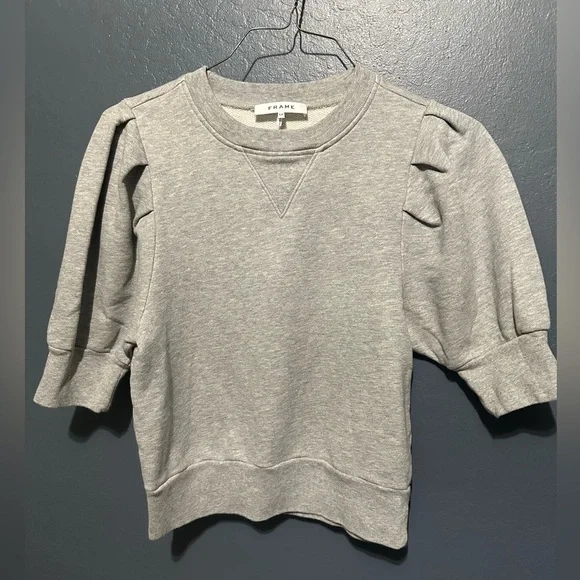 FRAME Gray Puff Sleeve Top - Picture 1 of 5